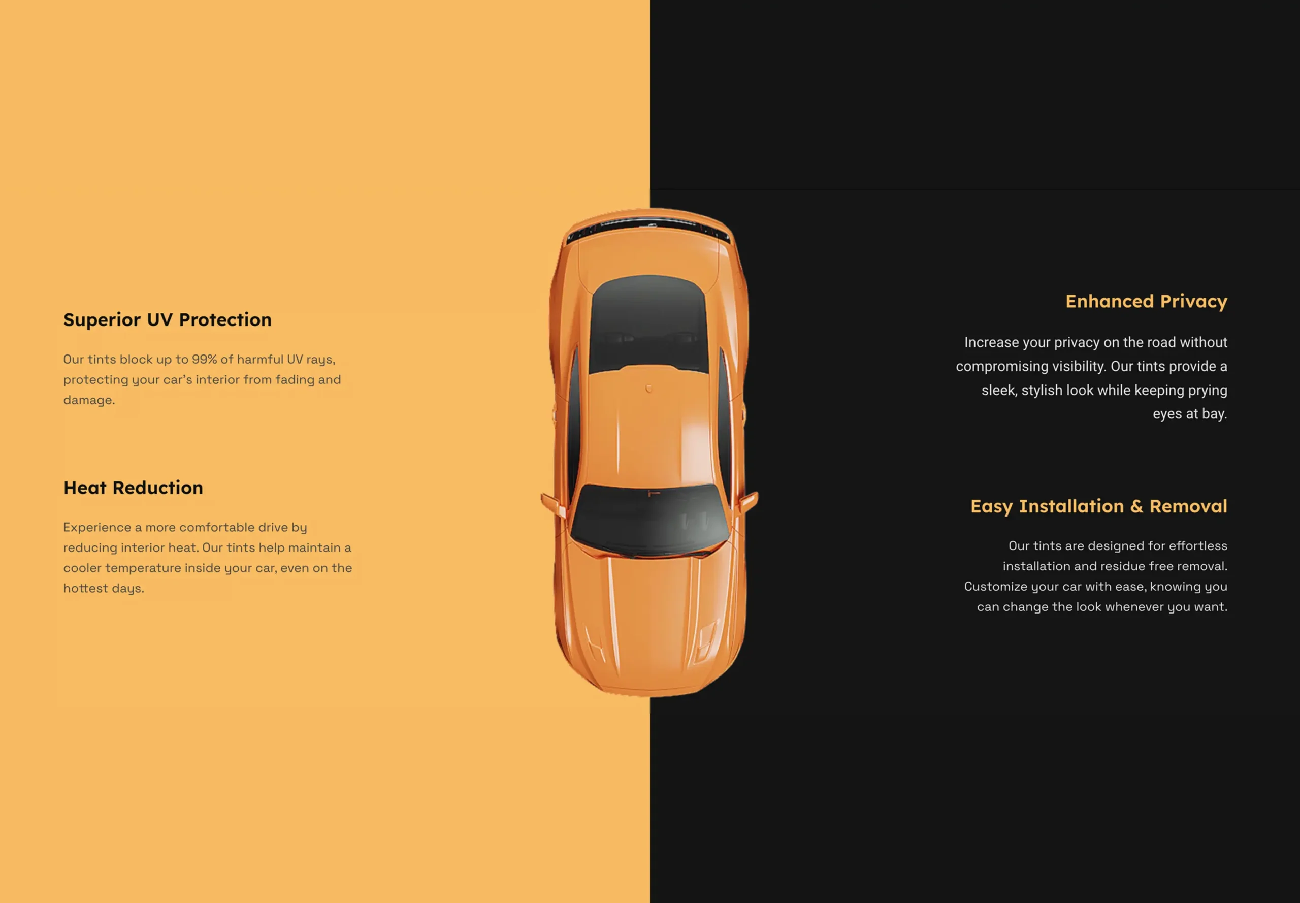 car tints website landing page design